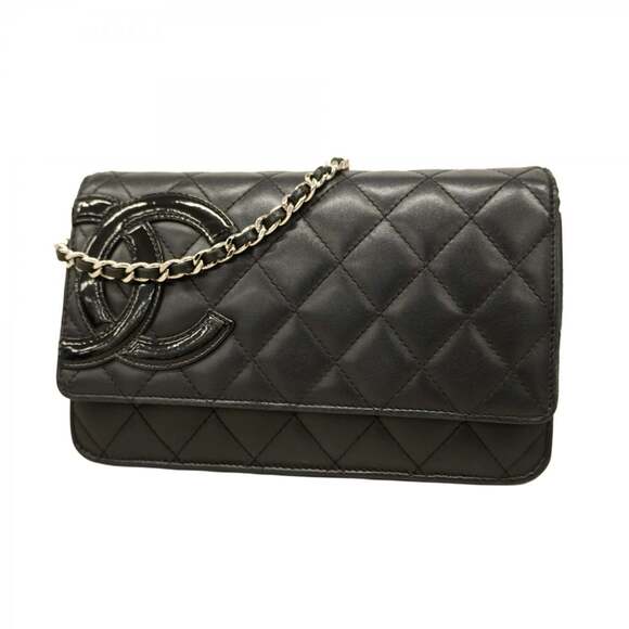 CHANEL Handbags - CHANEL Black Lambskin Leather Wallet
